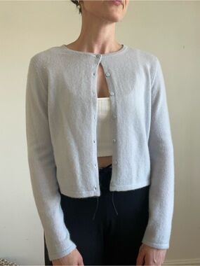 Cashmere Lavender Button-Front Cropped Cardigan